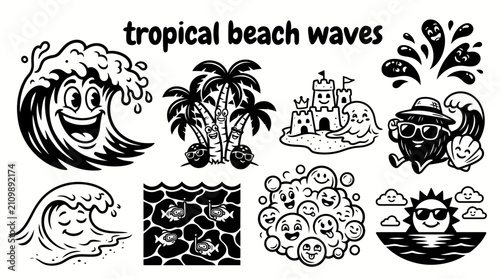 Фотография tropical beach waves featuring gentle shore breaks crystal clear water palm line
