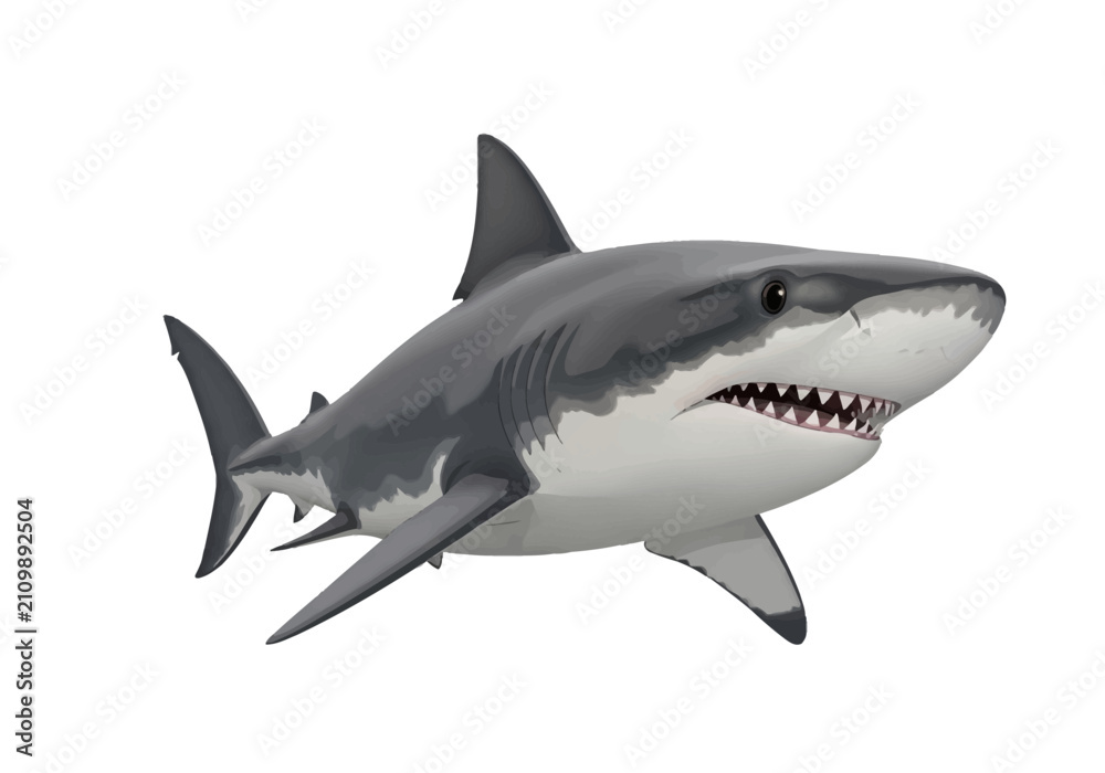 Fototapeta premium Gray shark toy with sharp teeth.