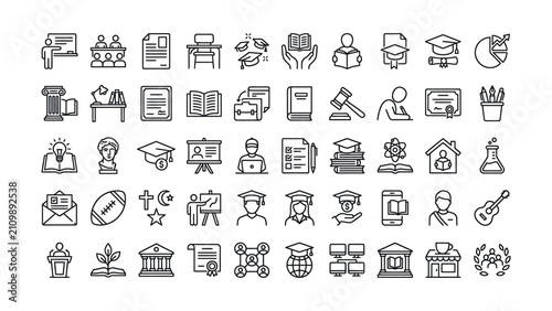 Fotografija Comprehensive set of modern education and learning line icons for academic schoo