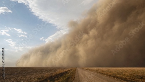 Massive Dust Storm Advancing Across Agricultural Landscape During Extreme Weather and Severe Atmospheric Conditions