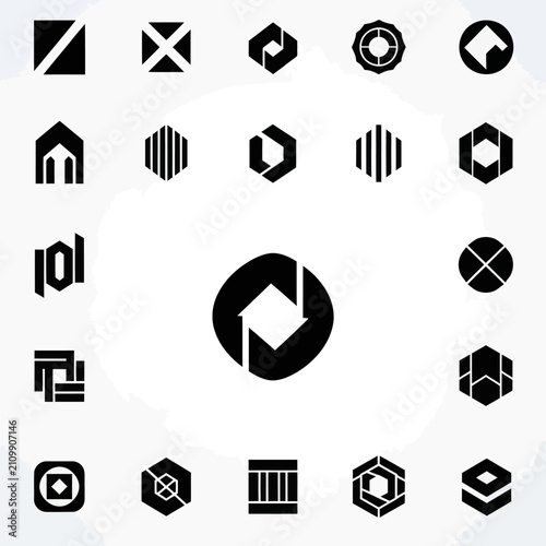 Abstract Geometric Logo Icons Set - Modern Design Elements for Branding