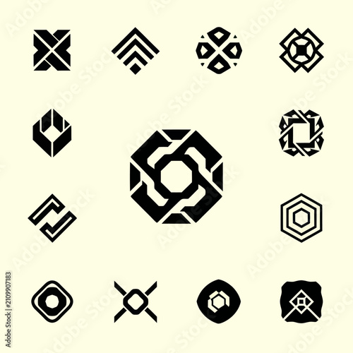 Abstract Geometric Logo Icons Collection, Modern Minimalist Design Elements