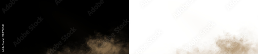 Fototapeta premium Brown smoke appears on a transparent background creating a soft and flowing pattern in the air over time