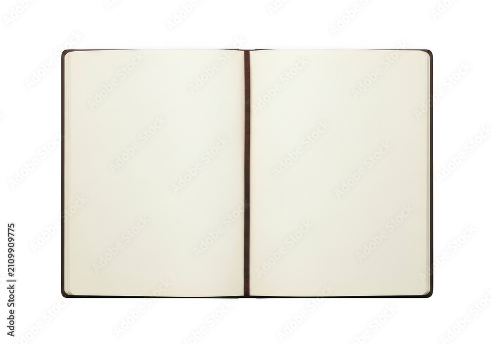Fototapeta premium Open notebook with blank pages on transparent background journal diary