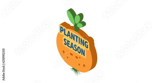 Obraz na płótnie Planting season gardening concept with carrot icon