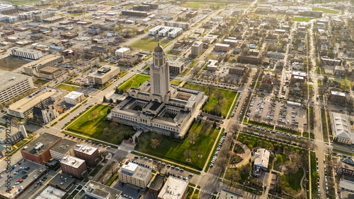 Lincoln Skyline, Nebraska, USA – Nebraska State Capitol and Historic Downtown Urban Landscape