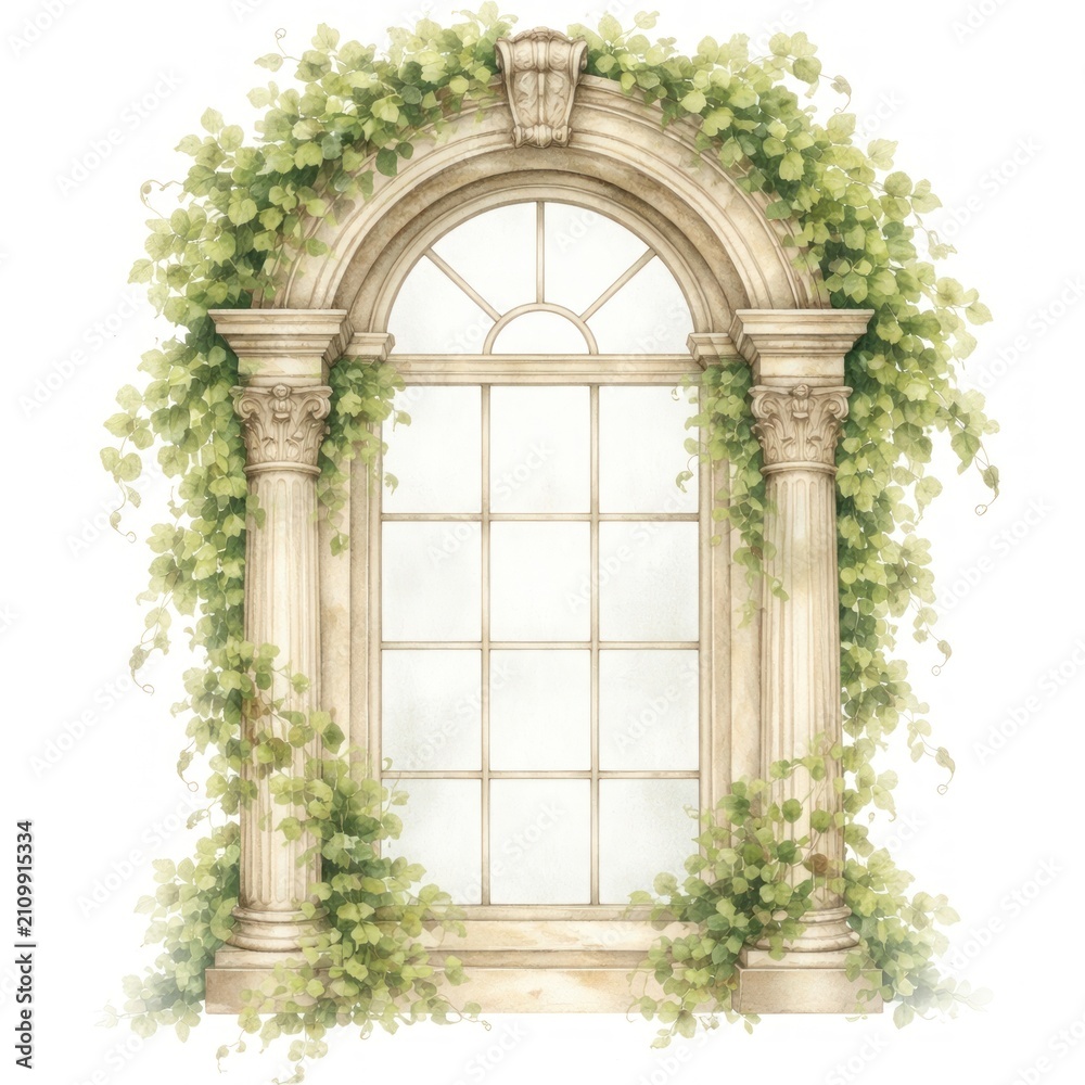 Fototapeta premium Elegant window with lush vines