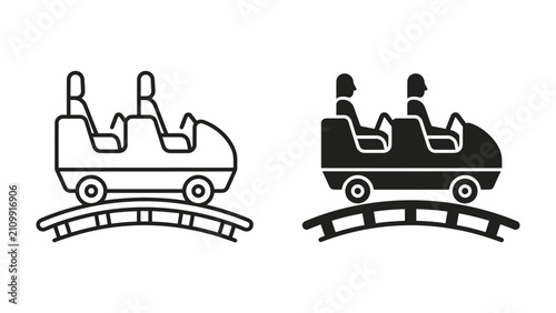 Canvastavla Roller Coaster Icons: Two stylized icons depict a roller coaster car on a track,