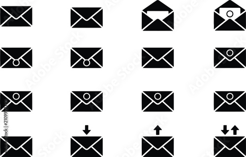 Bild auf Leinwand Email envelope icon set vector illustration featuring mail message inbox outbox