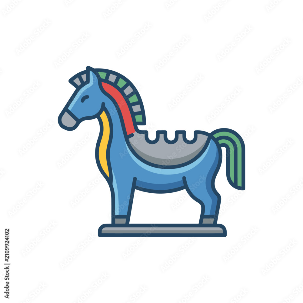 Fototapeta premium Blue rocking horse toy icon on white background