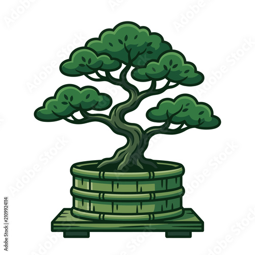 Japanese Bonsai Tree in a Potted Container