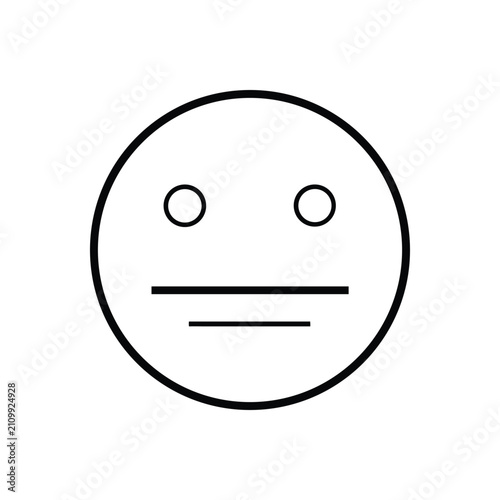 Foto Blank expression face symbol with simple line mouth on white background