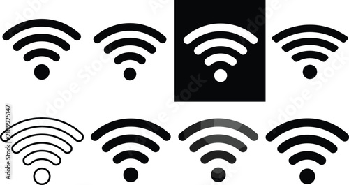 Fotografía Wifi icon set vector illustration featuring wireless internet network connection