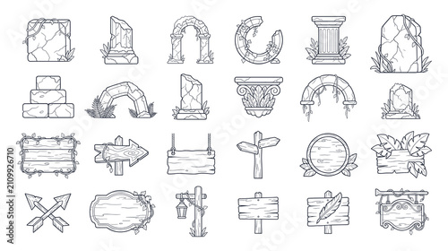 Φωτογραφία Ancient ruins and stone monuments set for game design.