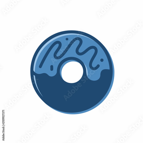 Minimalist vector illustration of a glazed donut with chocolate drizzle lines isolated on white background.
