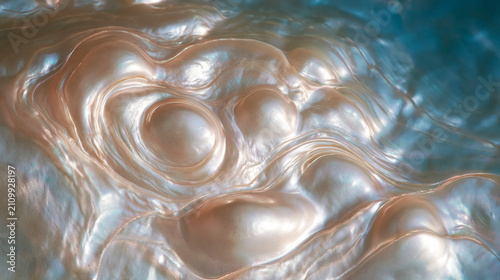 Pearlescent mother-of-pearl iridescent macro background in blue