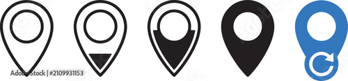 Location pin icon. Map marker symbol. GPS navigation sign. Place pictogram for address, route, destination, travel and local service design.