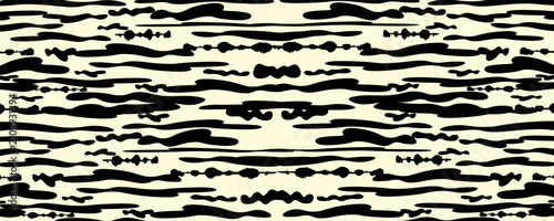 Принти на полотні Abstract psychedelic black and white pattern with melting lines and forms