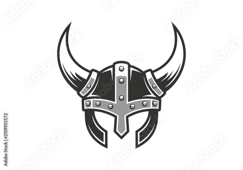 Fotografía Viking Helmet with Horns and Metalwork.