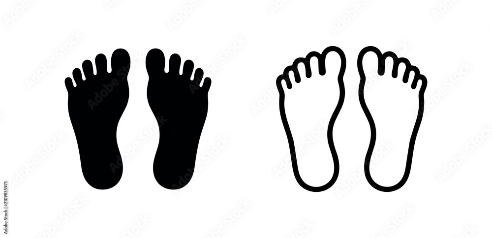 Obraz premium Footprints icon set. Human bare feet steps and travel symbol.
