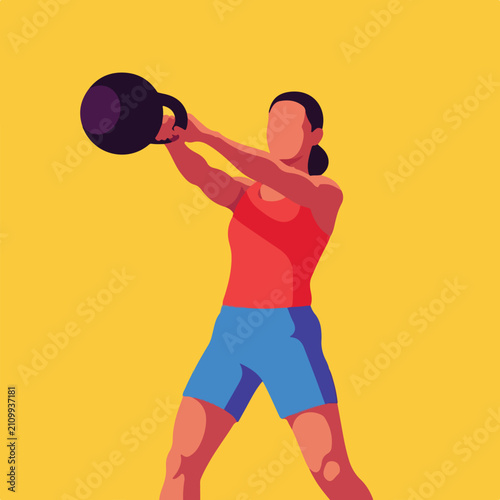 A person performs a kettlebell swing exercise