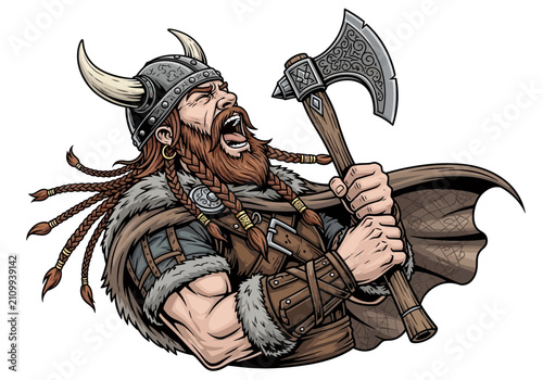 Viking Warrior with Axe and Armor.