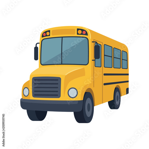 A classic yellow school bus isolated on a white background for educational and transportation design projects
