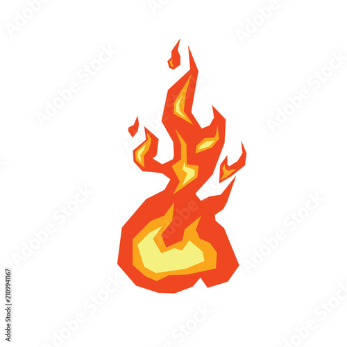   Geometric Flame Illustration in Red, Orange, and Yellow