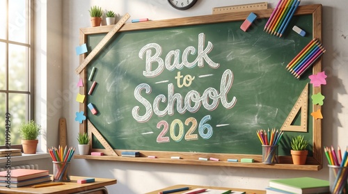 Back To School 2026 Chalkboard Classroom Background Design 