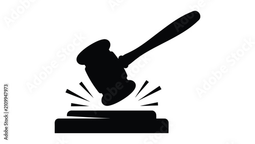 Photos Gavel striking block with impact explosion graphic illustration