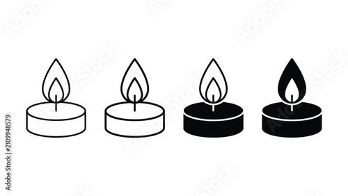 Canvas Print Four Different Style Lit Candles on Transparent Background Design