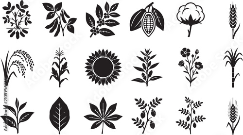Foto Premium Agricultural Crop Plant Silhouette Vector Bundle Featuring Farm Produce