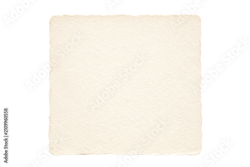 Square handmade paper card isolated PNG, blank square deckle edge paper sheet on transparent background, vintage textured stationery mockup