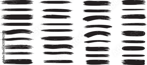Collection of vector paint brush strokes, hand drawn brush stroke textures set	