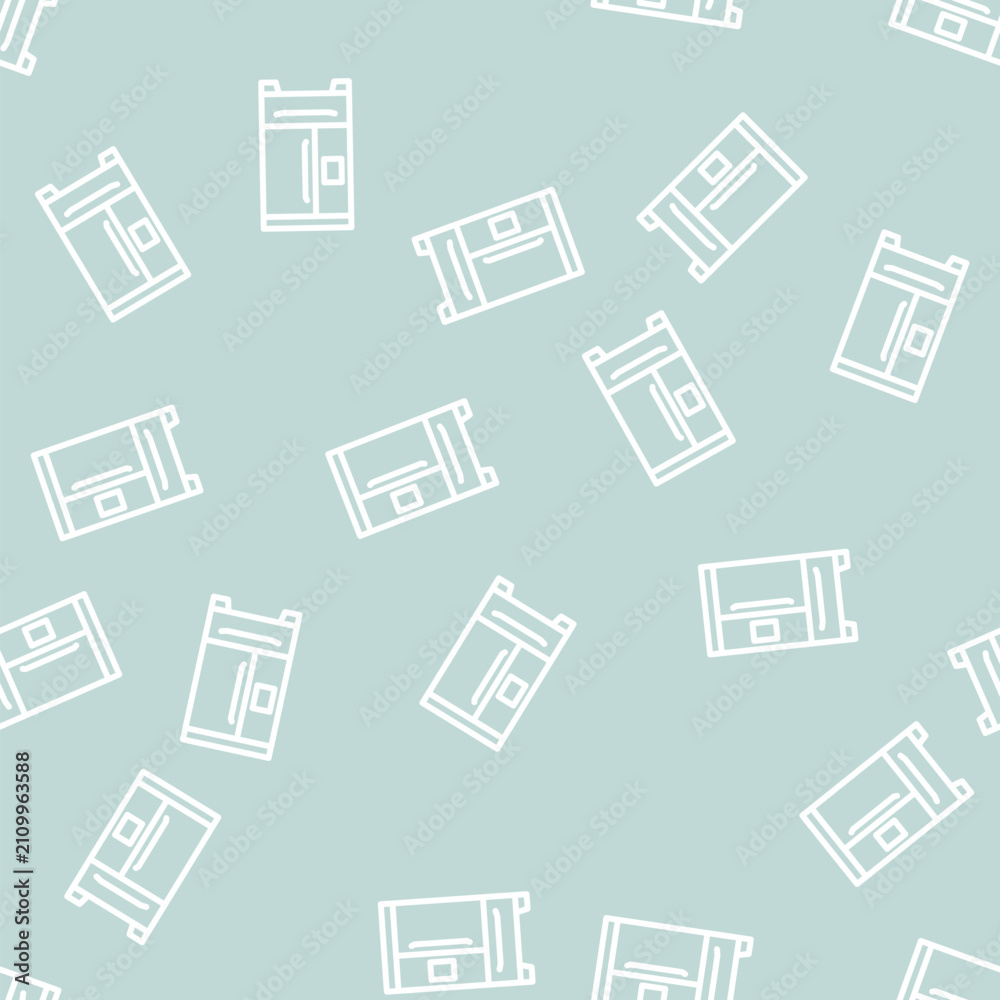 Fototapeta premium refrigerator kitchen equipment line seamless pattern refrigerator kitchen equipment thin line illustration