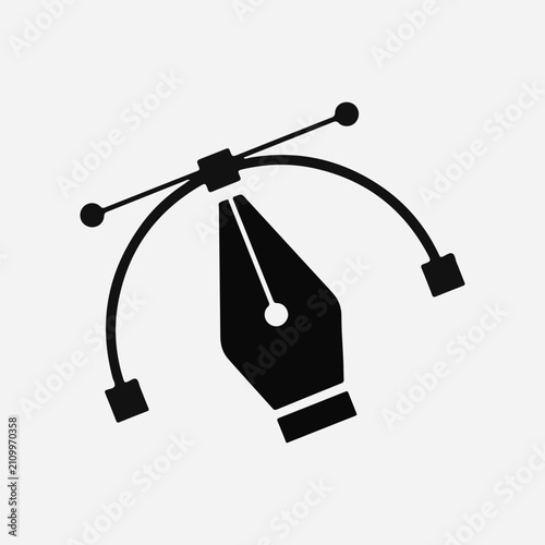 Vector Graphics Design Icon – Pen Tool, Bézier Curve, Digital Illustration, Graphic Design Vector Symbol.