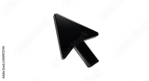 3d icon of black computer mouse cursor isolated on transparent background