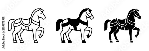 фотографія Carousel Horse Vector Icons, Vintage Fairground Steed Graphics, Retro Amusement