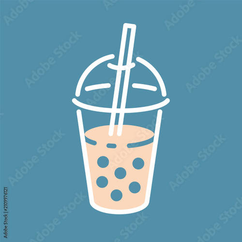 タピオカドリンクのシンプルなベクターアイコン