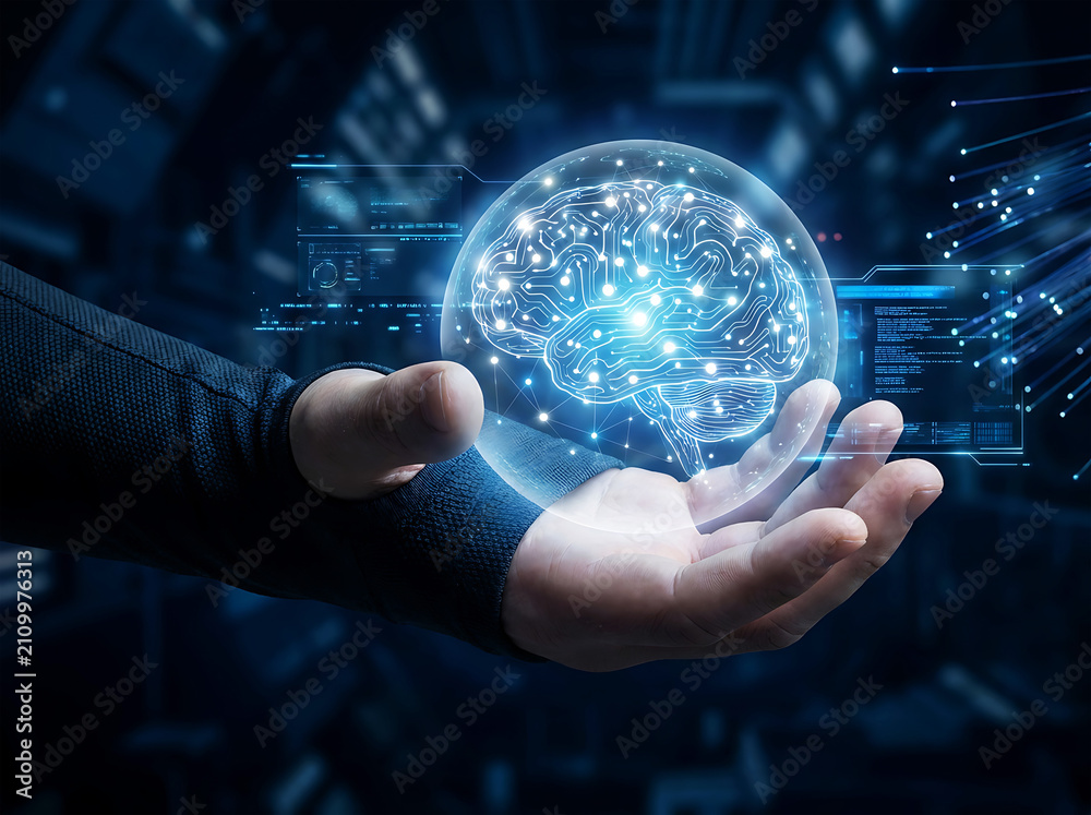 Fototapeta premium Futuristic Global Network Technology Concept with Digital Globe and Cybersecurity Data Center
