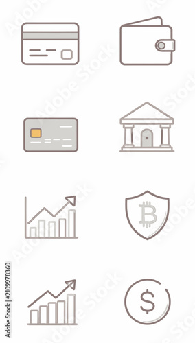 Financial icons and symbols collection.