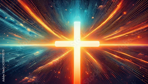 Abstract Background With Glowing Cross In The Sky Ai Generative Art