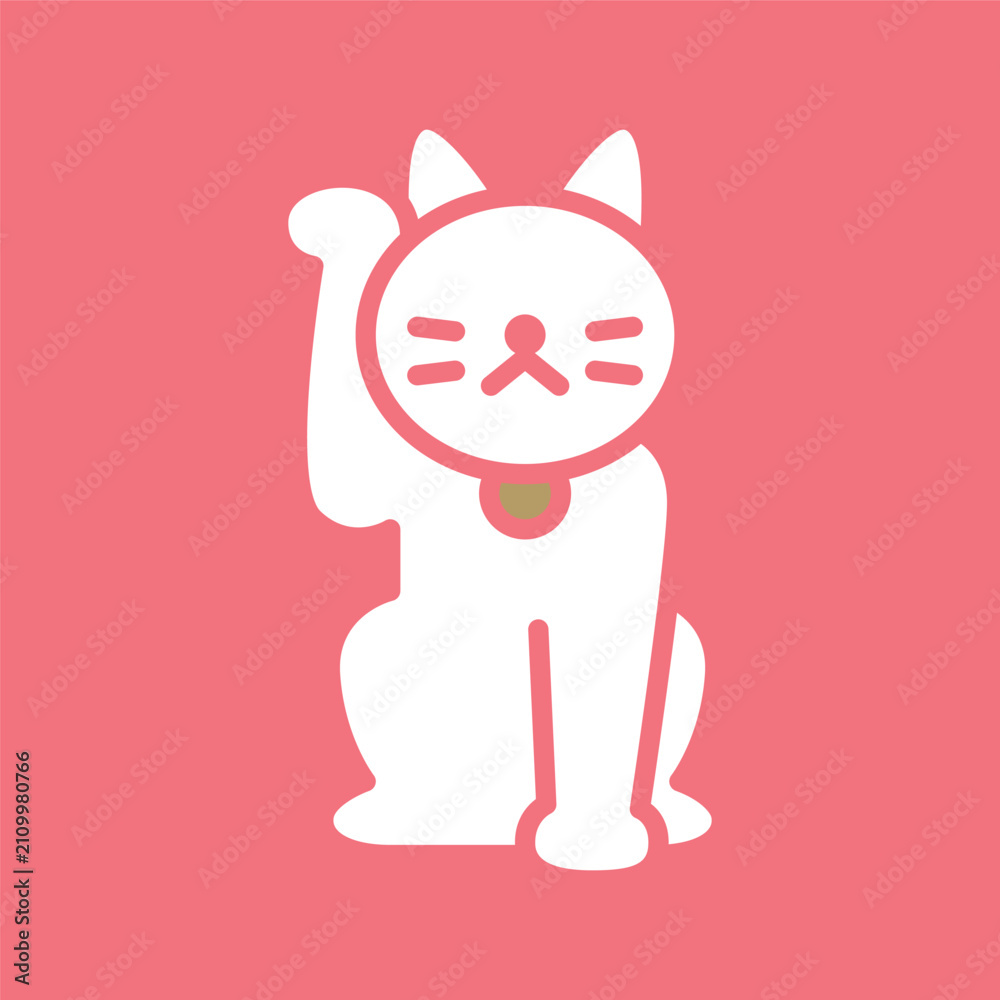 Fototapeta premium 招き猫のシンプルなベクターアイコン