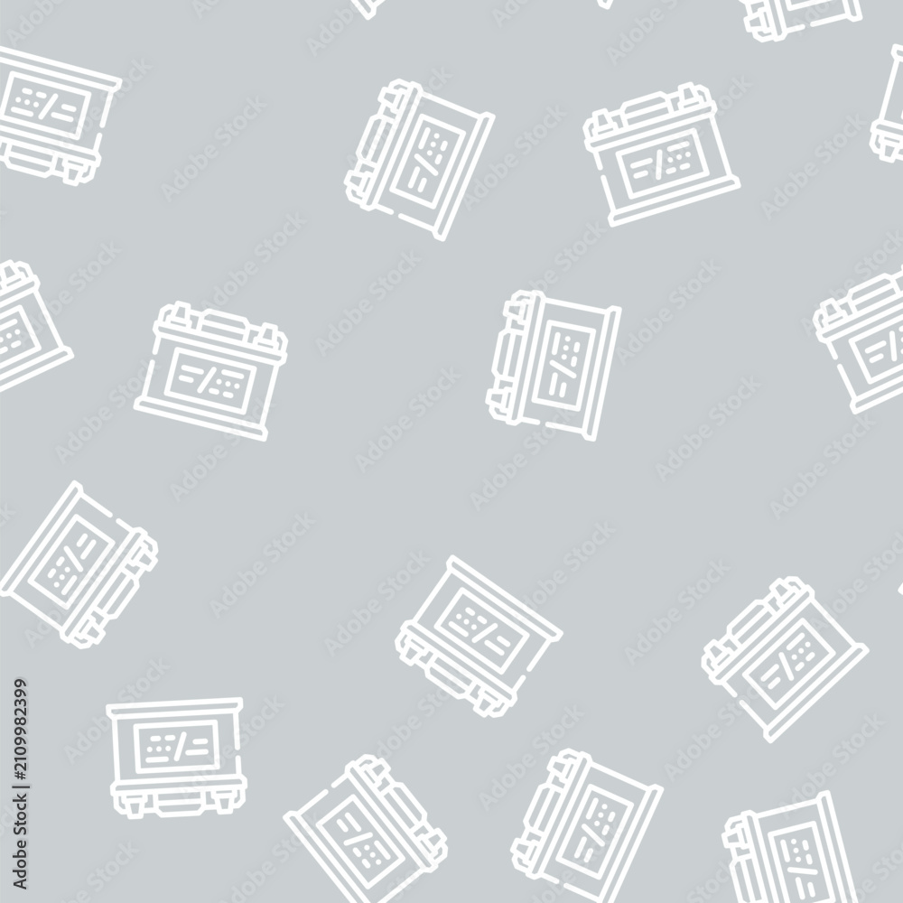 Fototapeta premium battery car line seamless pattern battery car thin line illustration