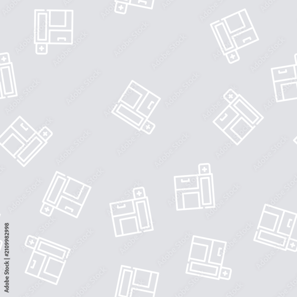 Fototapeta premium pharmacy store building line seamless pattern pharmacy store building thin line illustration