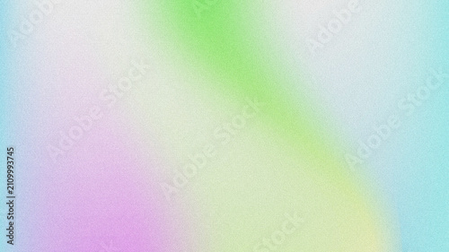 Fotografie Soft blurred gradient background with fine grainy noise texture, flowing curved color transitions of lavender purple, bright lime green, pale cyan, and off-white