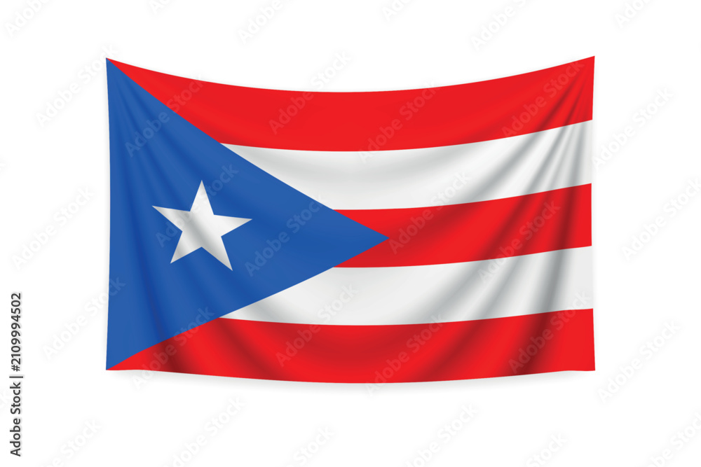 Fototapeta premium Waving Flag of Puerto Rico - National Symbol