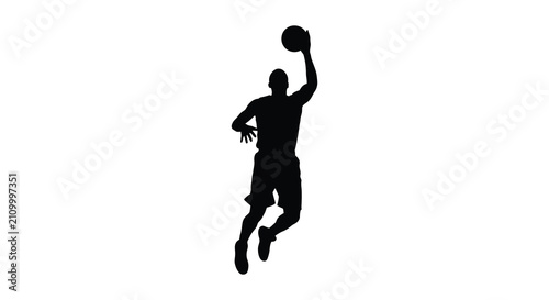 Basketball player silhouette against a white background dynamic sports illustration