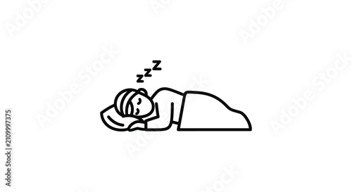 Sleeping person line drawing on a white background