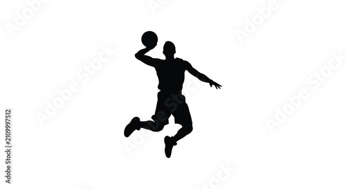 Basketball Player Silhouette Against A White Background